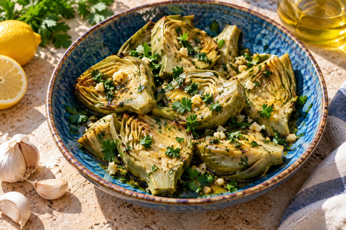 Артишоки с чесноком и петрушкой