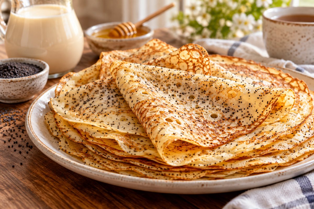 Ажурные блины на ряженке с маком