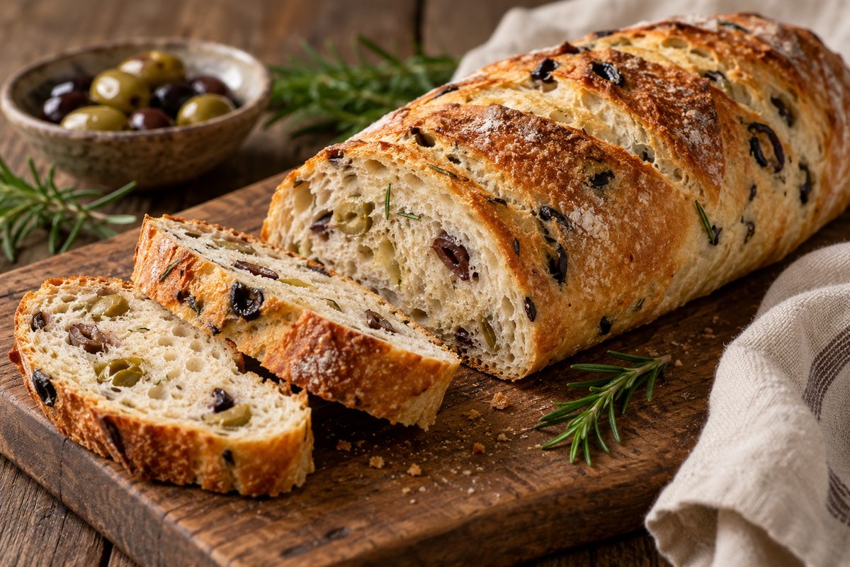 Батон с оливками и розмарином