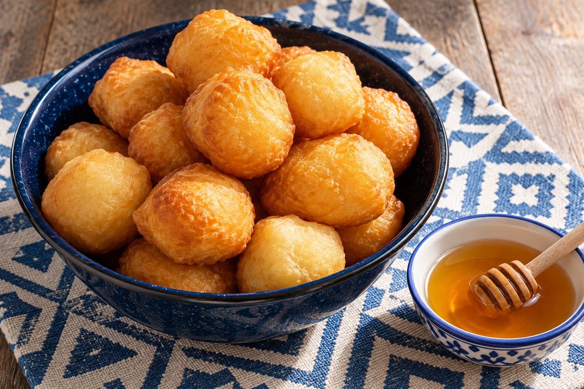 Баурсаки на ряженке с мёдом