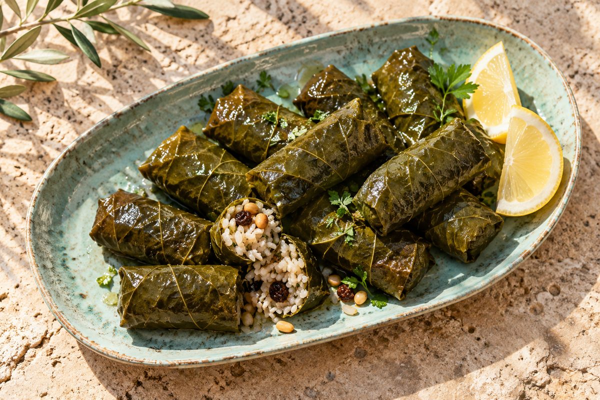 Долма с рисом, изюмом и кедровыми орехами
