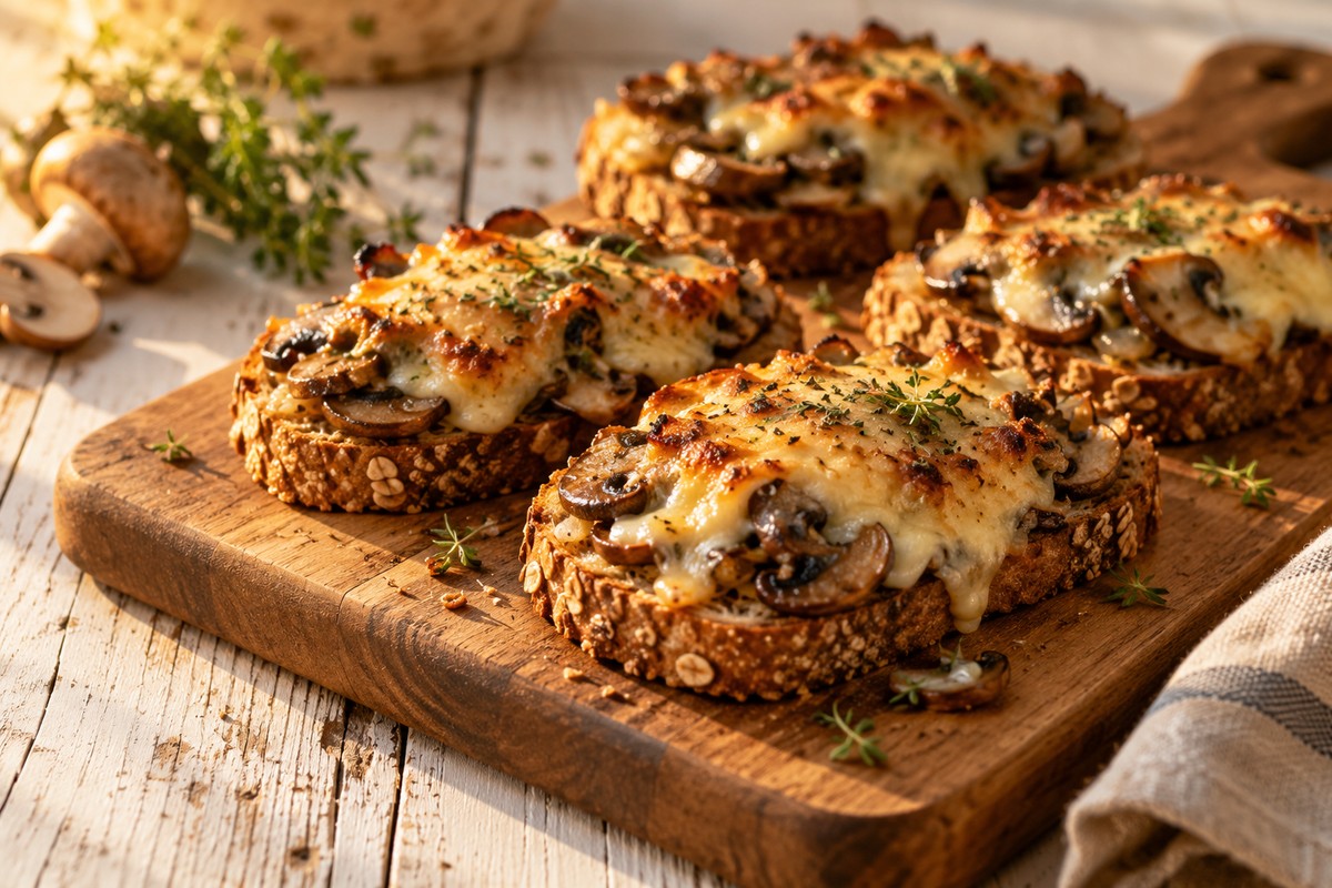 Горячие бутерброды с грибами и сыром