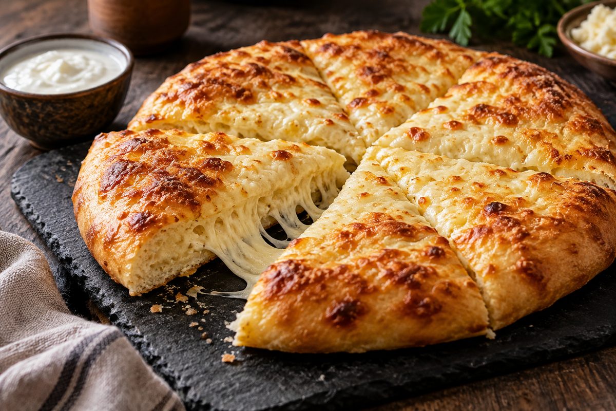Хачапури на мацони с двумя сырами