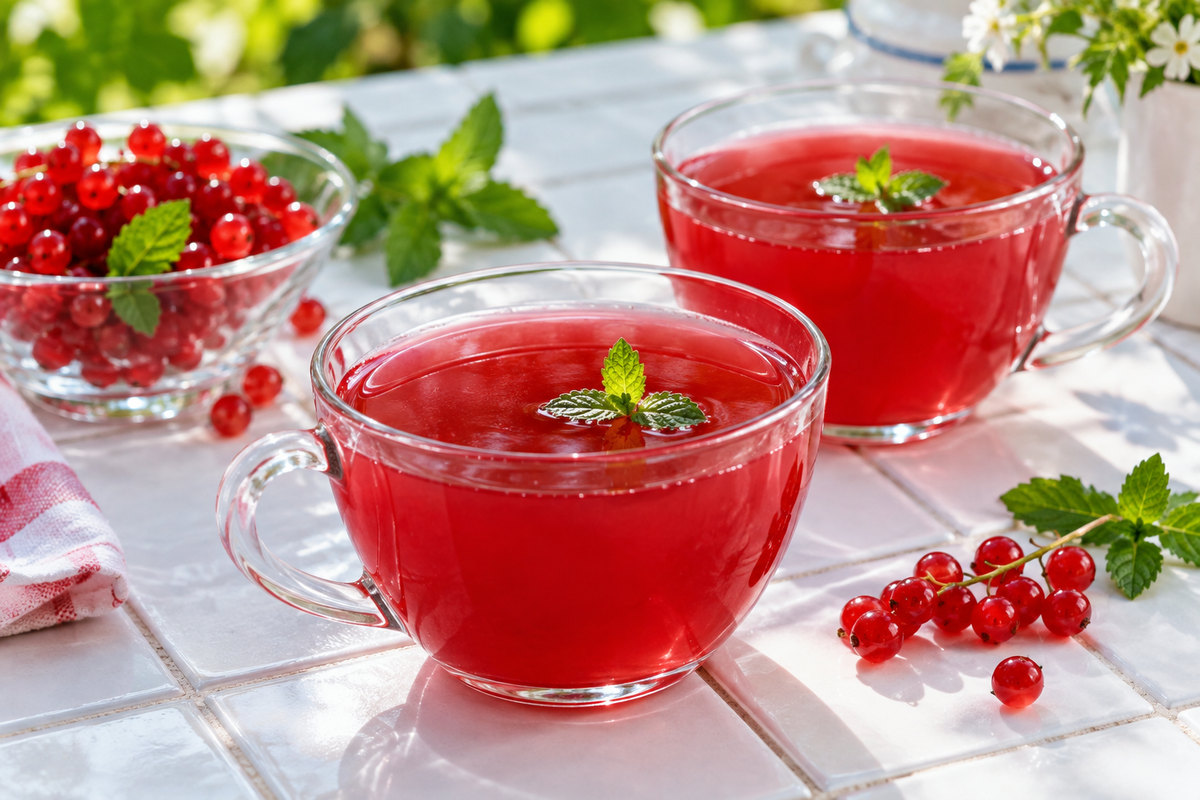 Кисель из красной смородины с мятой