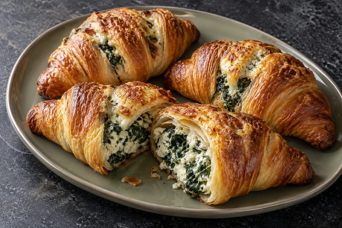 Круассаны с сыром и шпинатом