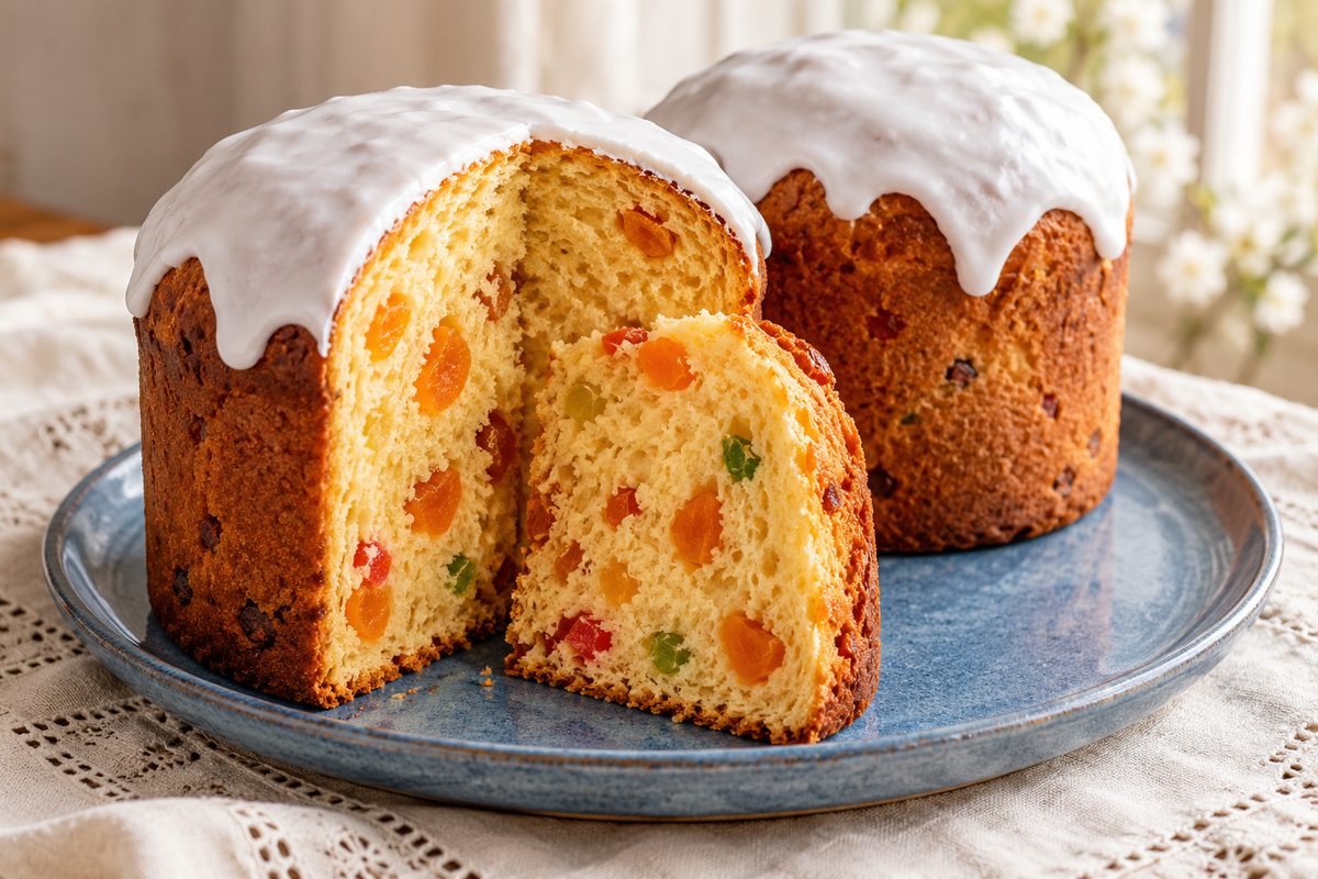 Кулич с курагой и цукатами