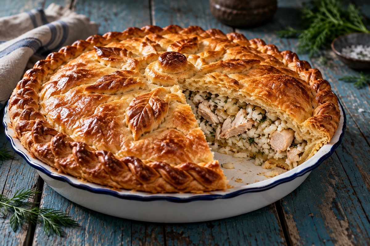 Курник с курицей и рисом