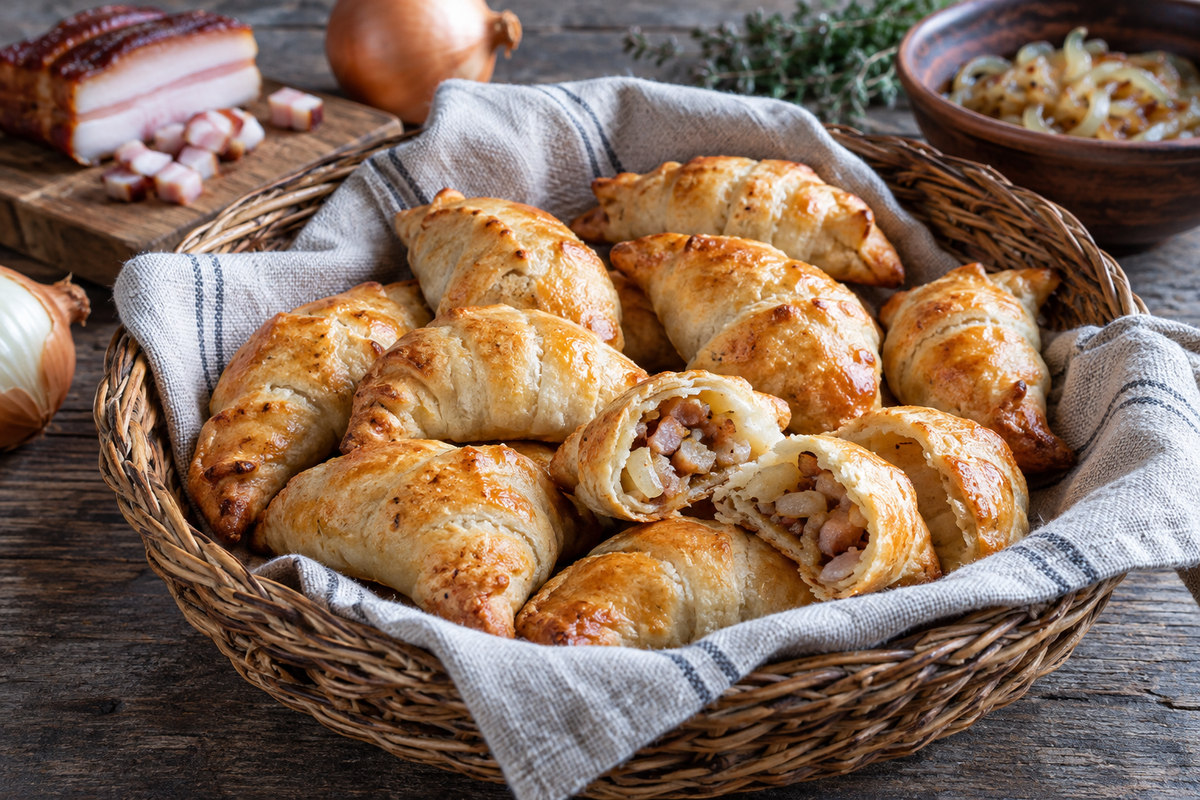 Латышские пирожки со шпиком и луком