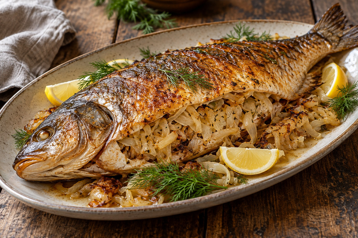 Лещ, фаршированный квашеной капустой