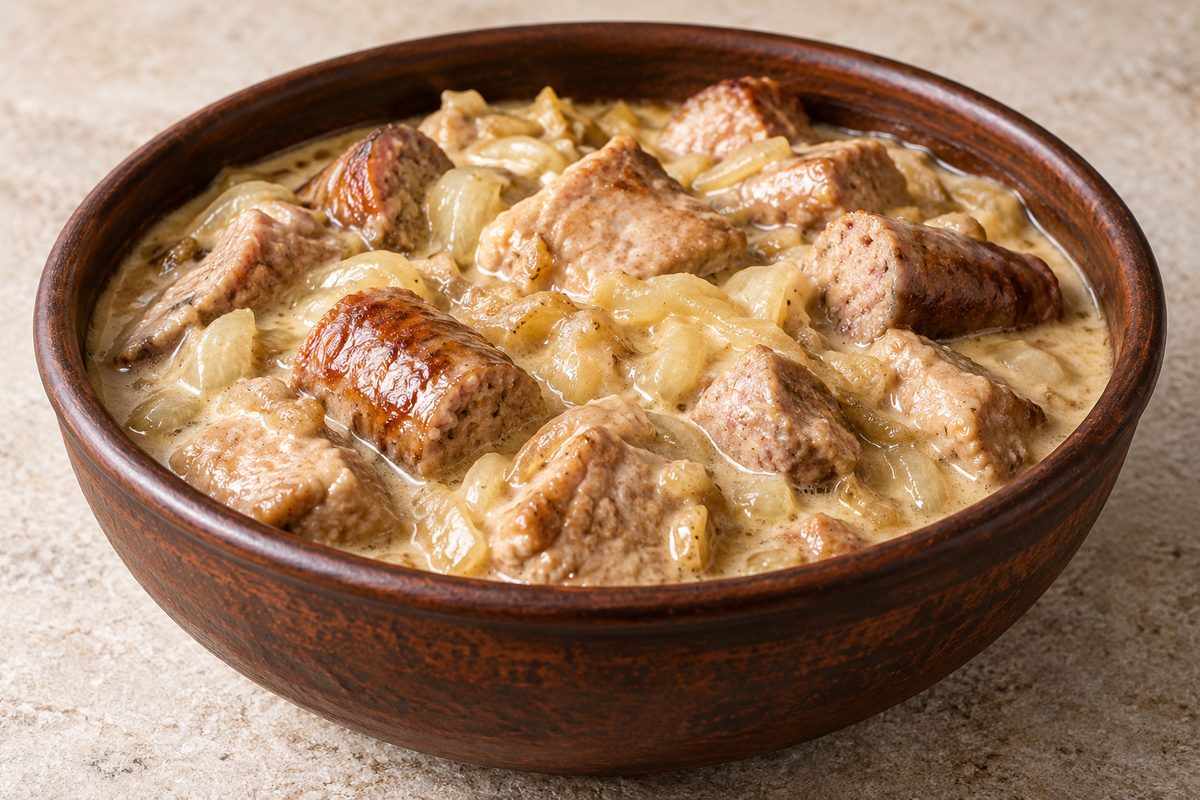 Мачанка со свининой и домашними колбасками