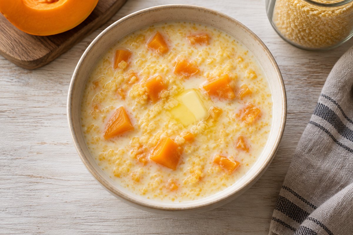 Молочный суп с тыквой и кукурузной крупой