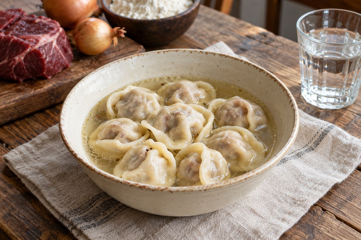Пельмени из оленины с можжевельником