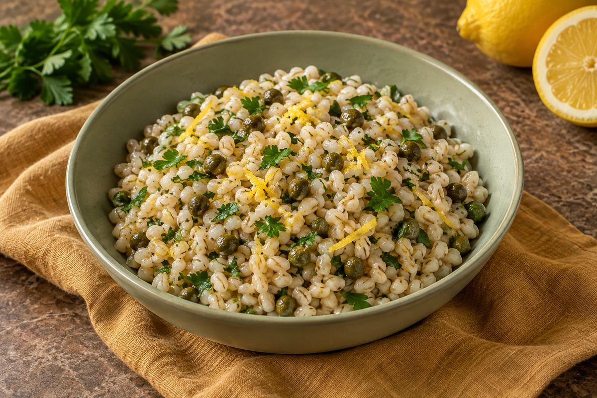Перловка с лимоном и каперсами
