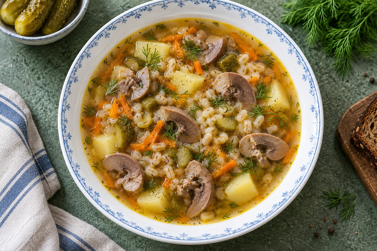 Рассольник со свиными почками