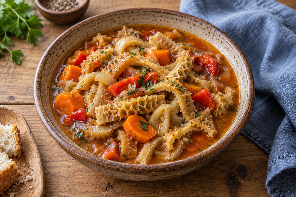 Рубец по-домашнему с овощами
