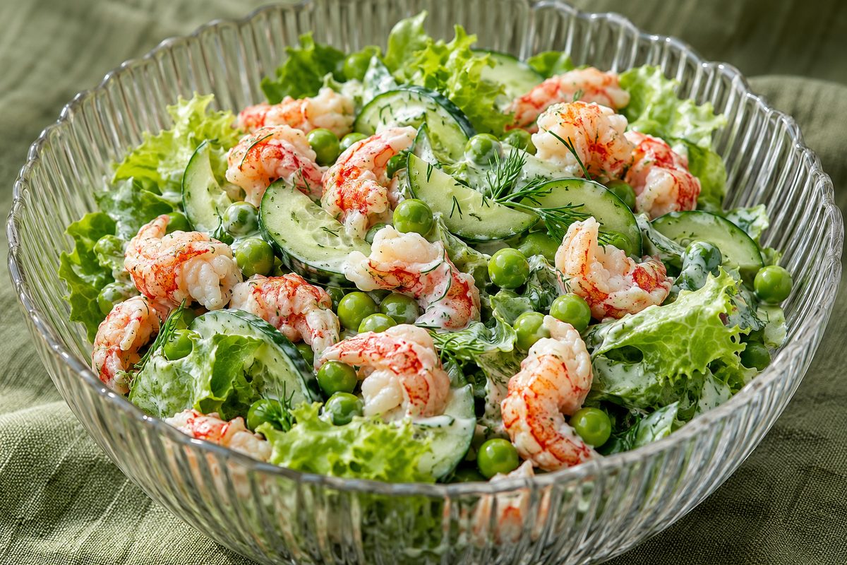 Салат с раковыми шейками и огурцом