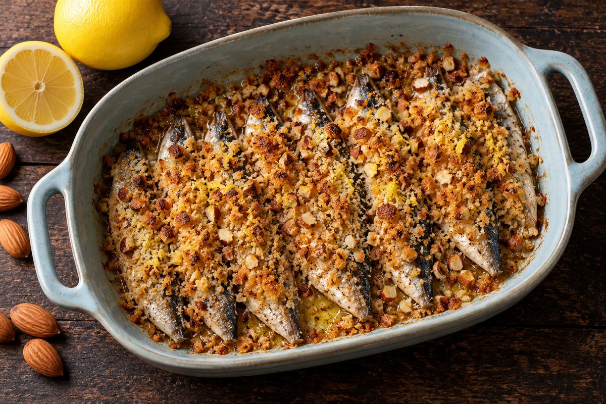 Сардины под ореховой корочкой