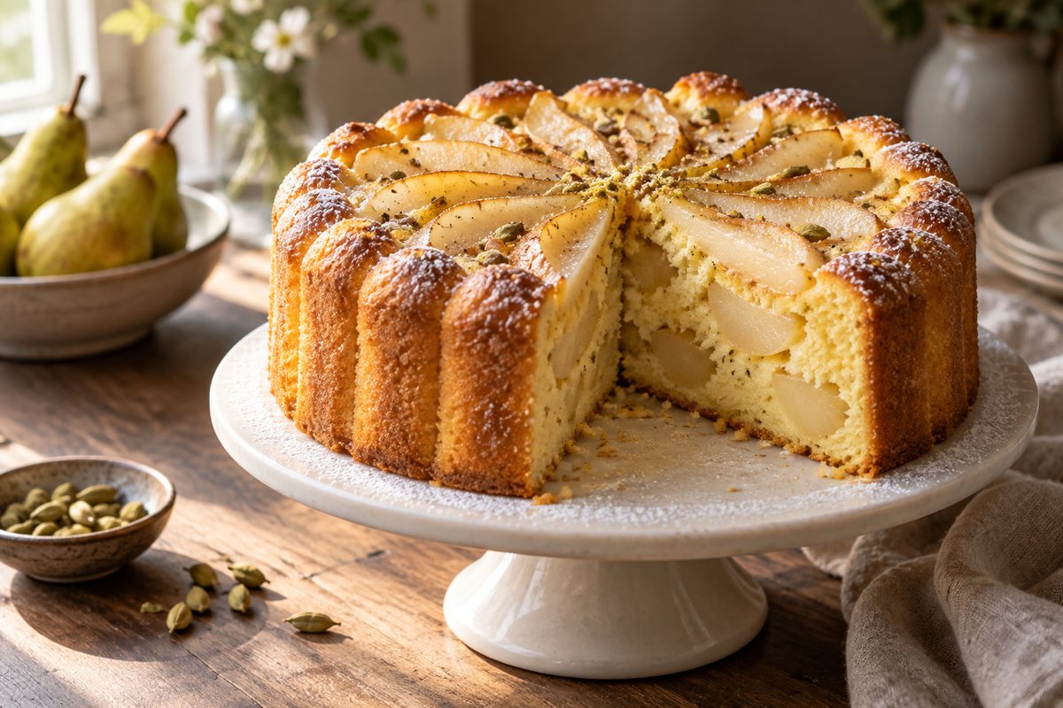 Шарлотка с грушами и кардамоном