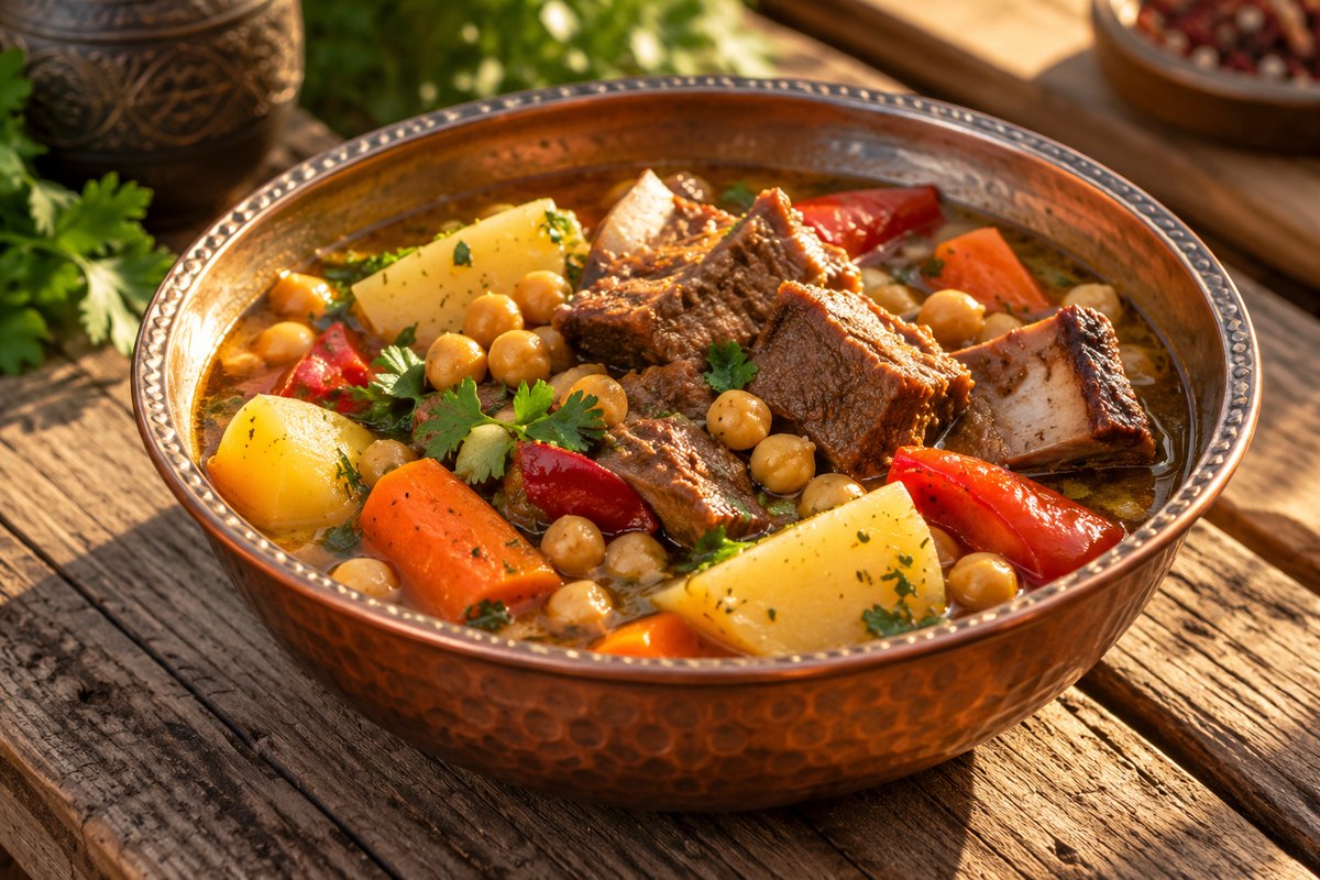 Шурпа с нутом и говяжьими рёбрами
