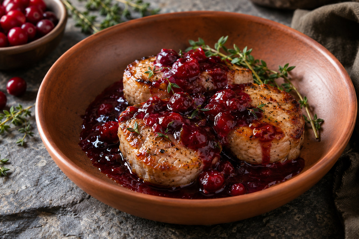 Свиная вырезка с клюквенным соусом