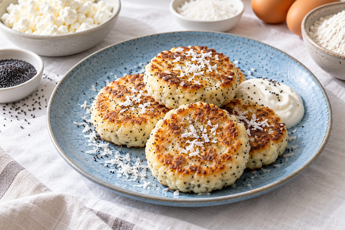 Сырники с маком и кокосовой стружкой