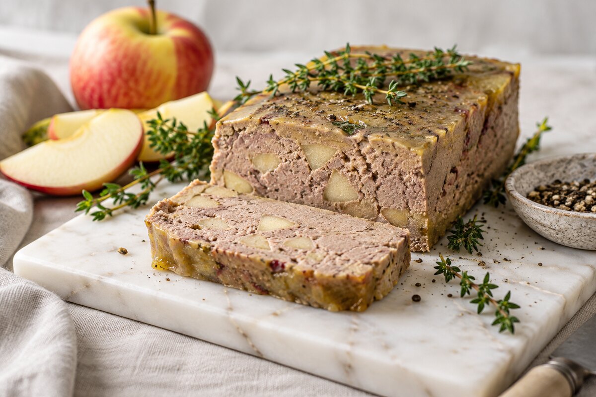 Террин из куриной печени с яблоками