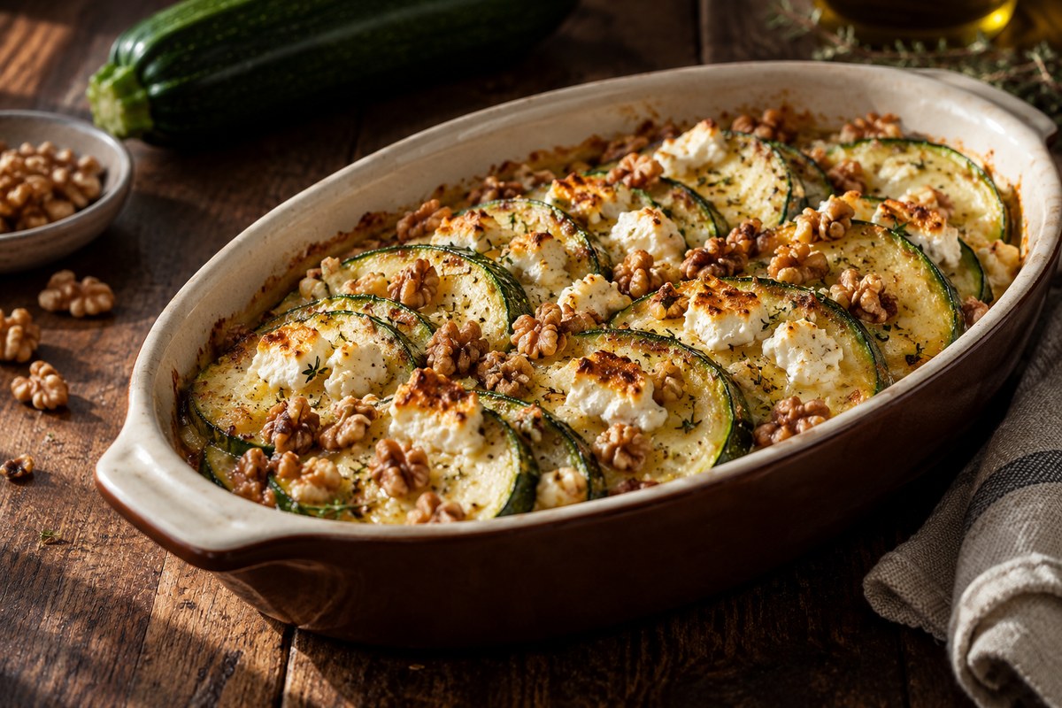 Цукини с козьим сыром и грецкими орехами