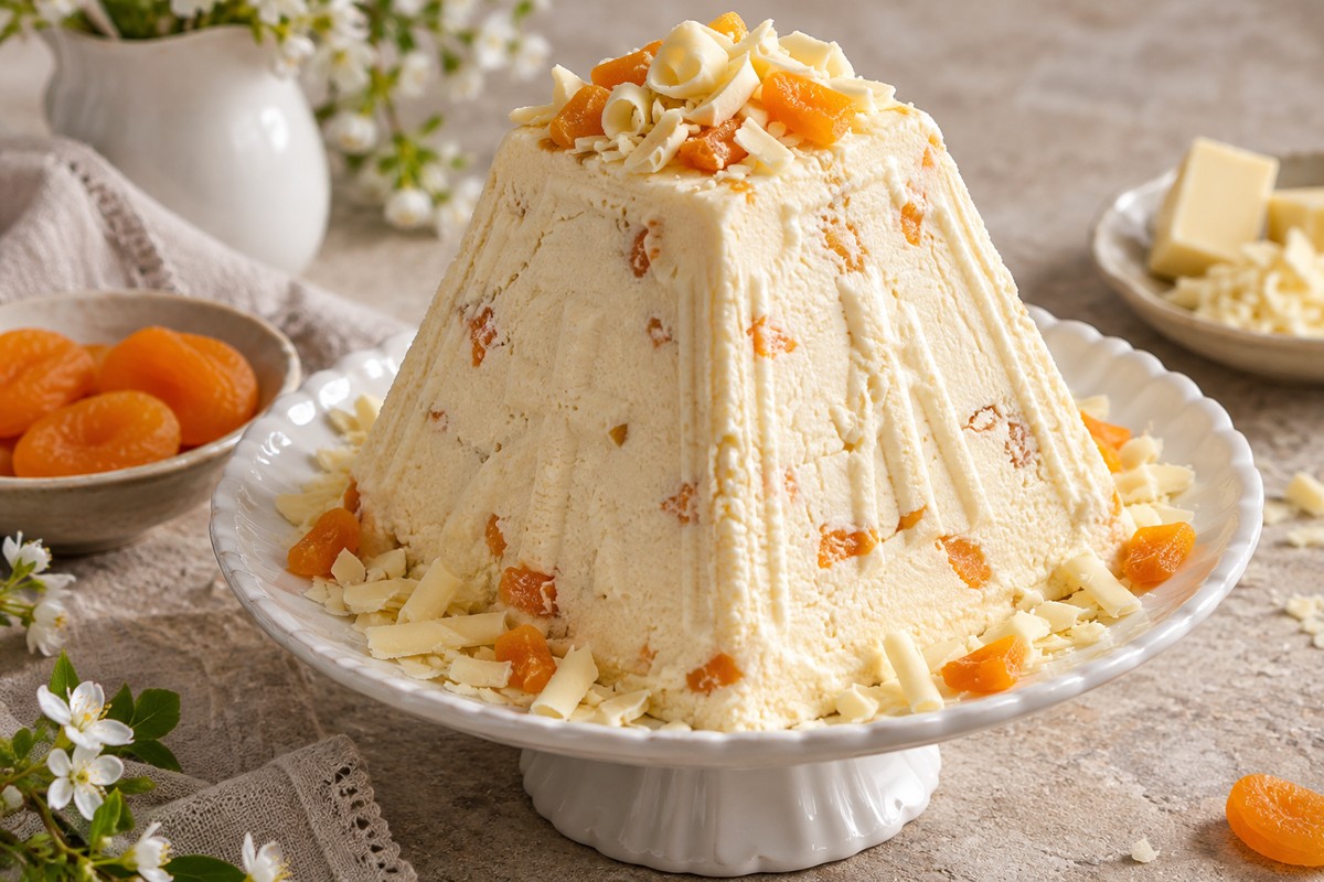 Творожная пасха с курагой и белым шоколадом