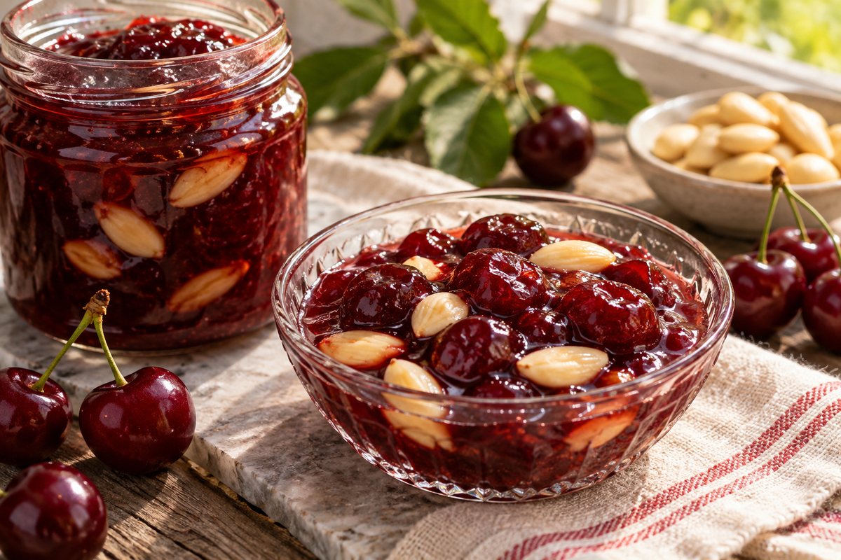 Варенье из вишни с миндалём