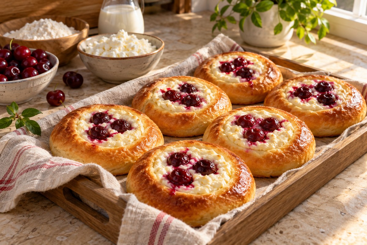 Ватрушки с творогом и вишней