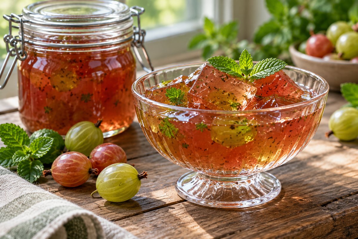 Желе из крыжовника с мятой